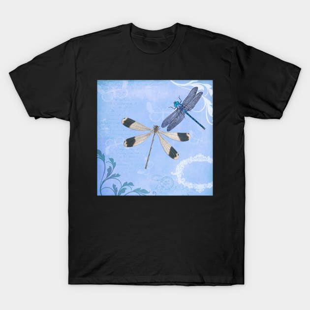 Dragonfly Cute Blue,Teal Floral Dragonflies & Butterflies  Hippie BOHO Style Dragonflies Nature Gift Products T-Shirt by tamdevo1